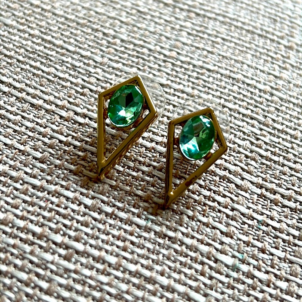 Francesca’s Collections Turquoise Gold Geometric Stud Earrings